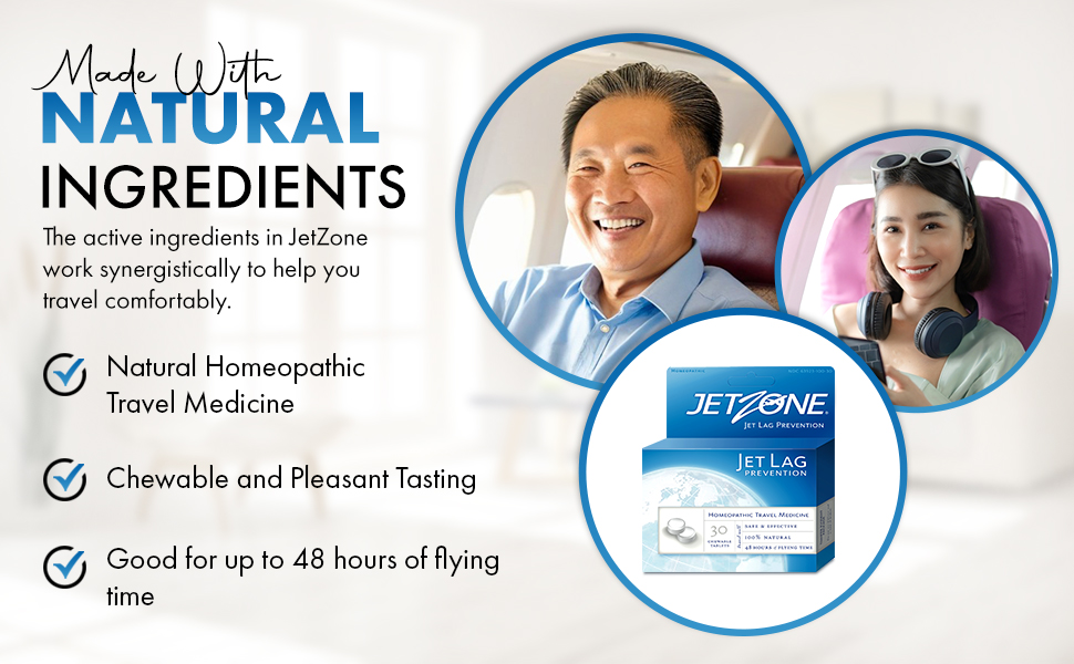 Jetzone Made with Natural Ingredients - Homeopathic Chewable 48 hrs of Flying Time