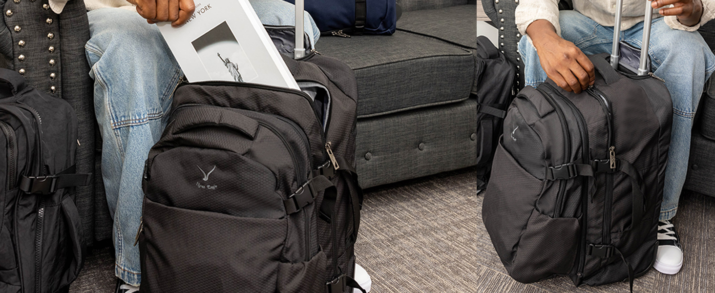 22 inch rolling backpack carry on luggage set plane airline tsa approved wheeled softside travel bag