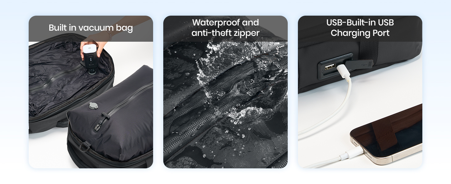 travel bag with vacuum compression