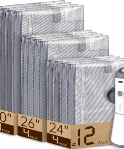 12 Pack Vacuum Bags for Travel with Rechargeable air Pump, Carry-on Size Vacuum Seal Bags for Luggage and Suitcase Compression, Space Saver for Clothes and Clothing Travel