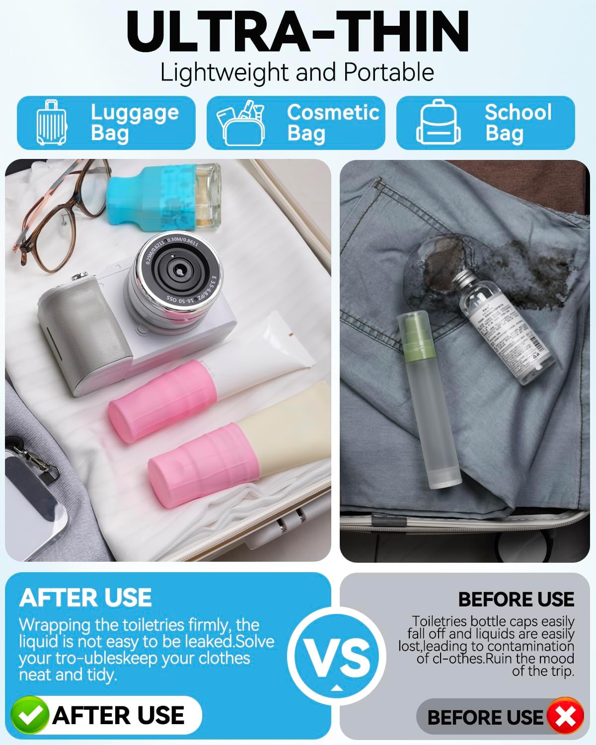 16 Pack Silicone Bottle CoverTravel Essential for Women MenCruise Ship Essentials 2025Beach Vacation EssentialsTravel Size ToiletriesAirplane Travels Accessories Elastic Sleeves for Leak Proofing.jpg