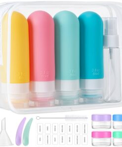 16pack Travel Bottles for Toiletries, TSA Approved LeakProof Squeezable Silicone Toiletry Containers for Shampoo, Conditioner, 3oz Portable Refillable Traveling Size Liquid Containers (16Pcs/Colorful)