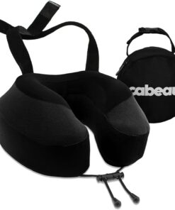 Cabeau Airplane Travel Pillow for Long Flights - Evolution S3 - Supportive Memory Foam with Seat Straps to Secure Your Head and Neck and Provides 360° Support (Jet Black)