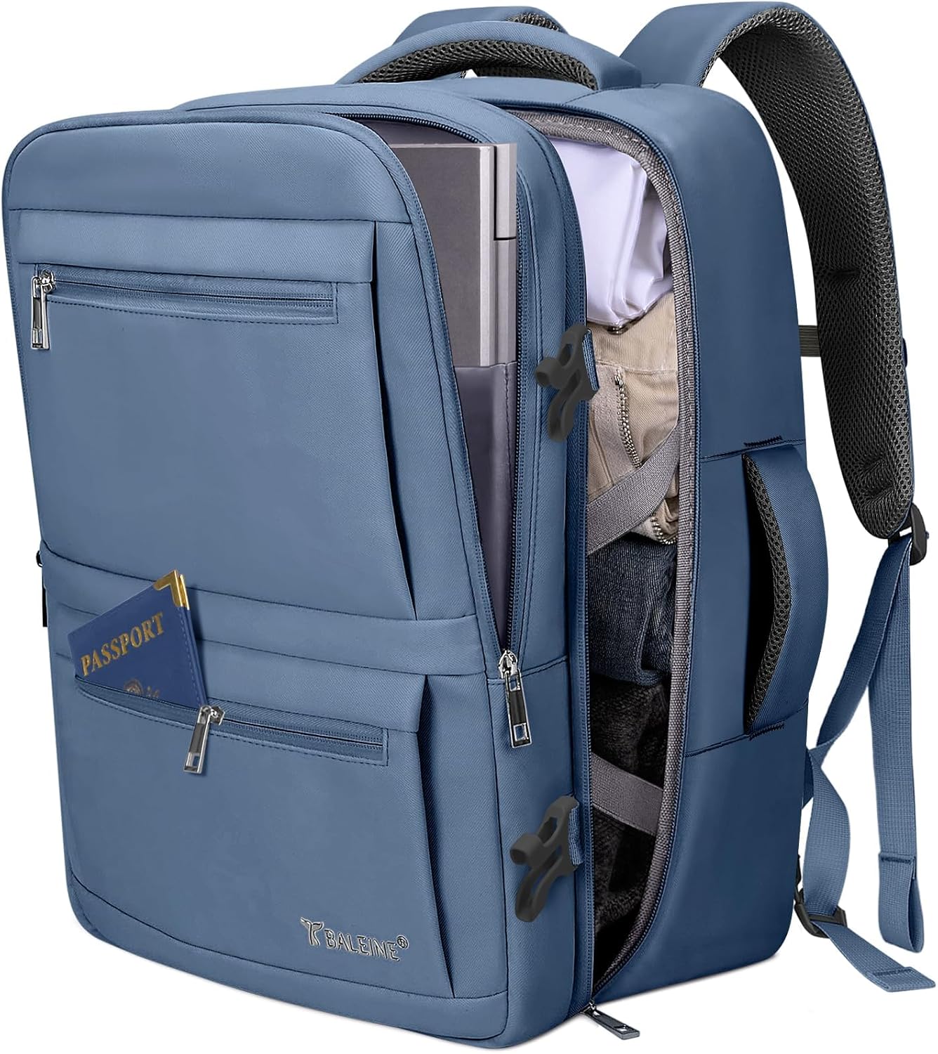 BALEINE Travel Backpack for Women Men, Large Sturdy Carry On Laptop Backpack Gifts for Business, Casual, Weekender, Hiking (Large, Dusty Blue)