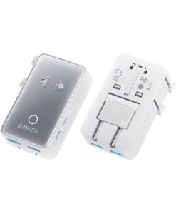 Anker Nano Travel Adapter, 5-Port Power Adapter with 1 AC, 2 USB-A, and 2 USB-C Ports, Smart Temperature Control, Compatible with Over 200 Countries, Not a Voltage Converter, Ideal for Travel (1-Pack)