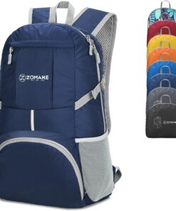 ZOMAKE Lightweight Packable Backpack 35L, Light Foldable Backpacks Water Resistant Collapsible Hiking Bag, Compact Folding Day Pack for Travel Camping(Navy Blue)