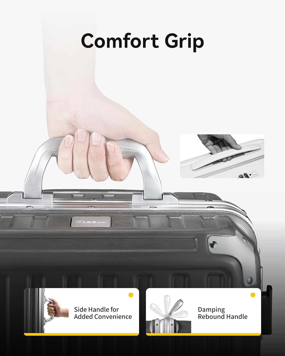 1769329985 LUGGEX Checked Suitcase with Spinner Wheels 8010S Aluminum Frame Zipperless Polycarbonate Hard Shell Suitcase ZX Core Charcoal Metallic 28 Inch.jpg