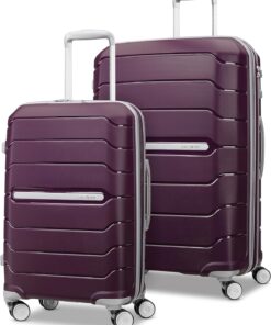 Samsonite Freeform 2-Piece Luggage Set - Carry-On & Large Checked Luggage with Dual Spinner Wheels - Durable Polypropylene Hardshell - TSA Lock, Airline-Approved - Expandable - Amethyst Purple