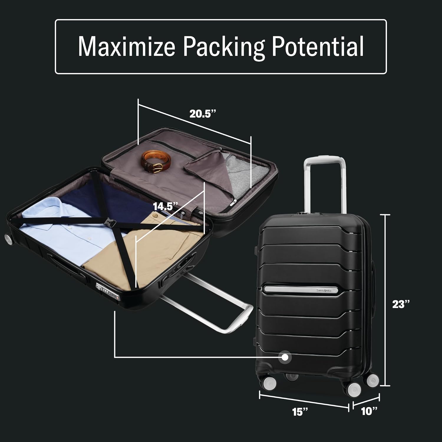 1769339159 Samsonite Freeform 2 Piece Luggage Set Carry On Large Checked Luggage with Dual Spinner Wheels Durable Polypropylene Hardshell TSA Lock Airline Approved Expandable Amethyst Purple.jpg