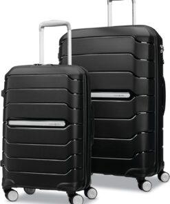 Samsonite Freeform 2-Piece Luggage Set - Carry-On & Large Checked Luggage with Dual Spinner Wheels - Durable Polypropylene Hardshell - TSA Lock, Airline-Approved - Expandable Hard Shell – Black