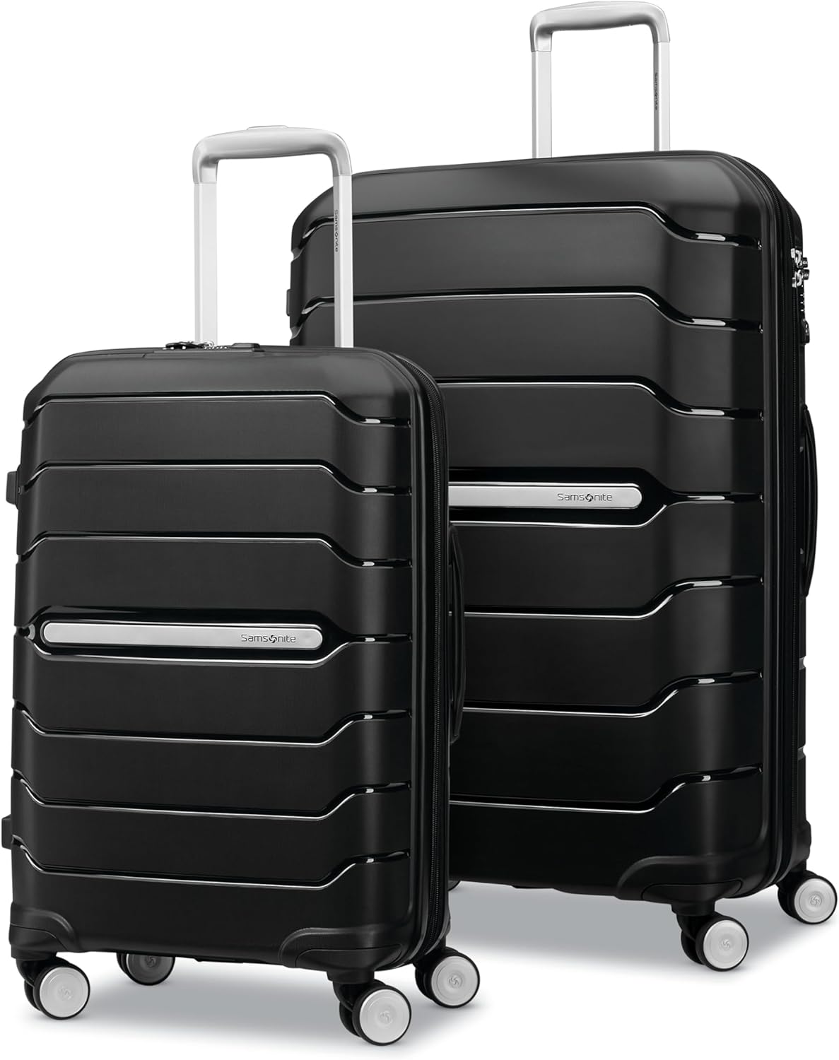 Samsonite Freeform 2-Piece Luggage Set - Carry-On & Large Checked Luggage with Dual Spinner Wheels - Durable Polypropylene Hardshell - TSA Lock, Airline-Approved - Expandable Hard Shell – Black