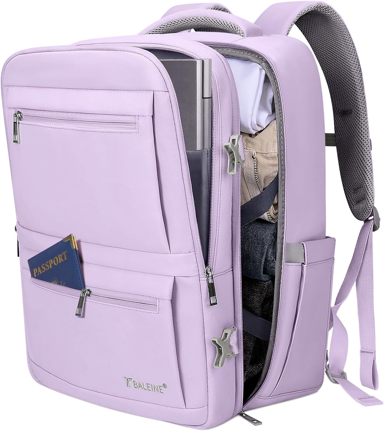 BALEINE Travel Backpack for Women Men, Large Sturdy Carry On Laptop Backpack Gifts for Business, Casual, Weekender, Hiking (Large, Lavender)