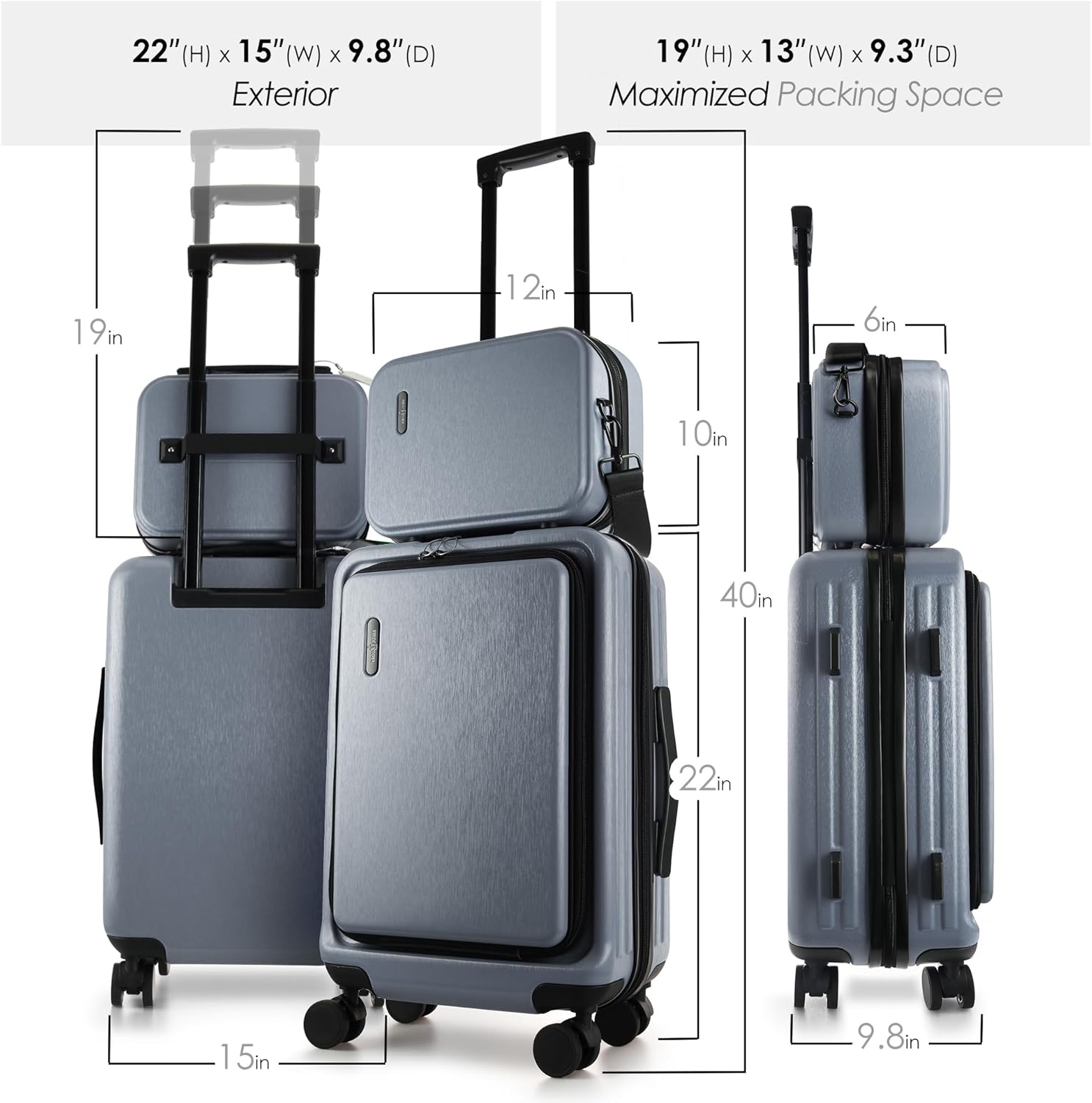 20 Inch Carry On Luggage 22x14x9 Airline Approved Carry On Suitcase with Wheels Hard shell Carry on Luggage Durable Luggage Carry On Grey Small Suitcase with Cosmetic Case.jpg