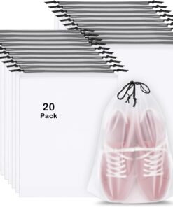 20 Pack Shoe Bags for Travel, 15.7" x 11.8" Clear Travel Shoe Bags for Packing, Large Waterproof Portable Drawstring Travel Shoe Storage Bag Travel Essentials Women for and Men