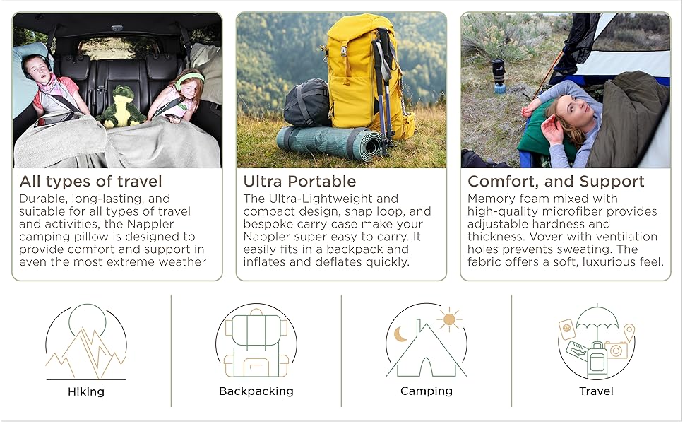 hiking backpacking camping travel pillow