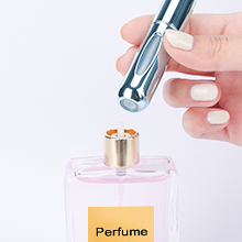 Pump the mini empty perfume bottle a few times to get rid of the air inside to prevent leaking