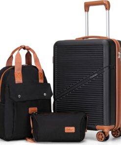 3-Piece Carry On Luggage Set 22x14x9 Airline Approved, 20 Inch Lightweight ABS Suitcases with Wheels and TSA Lock - Durable Waterproof Travel Suitcase Set