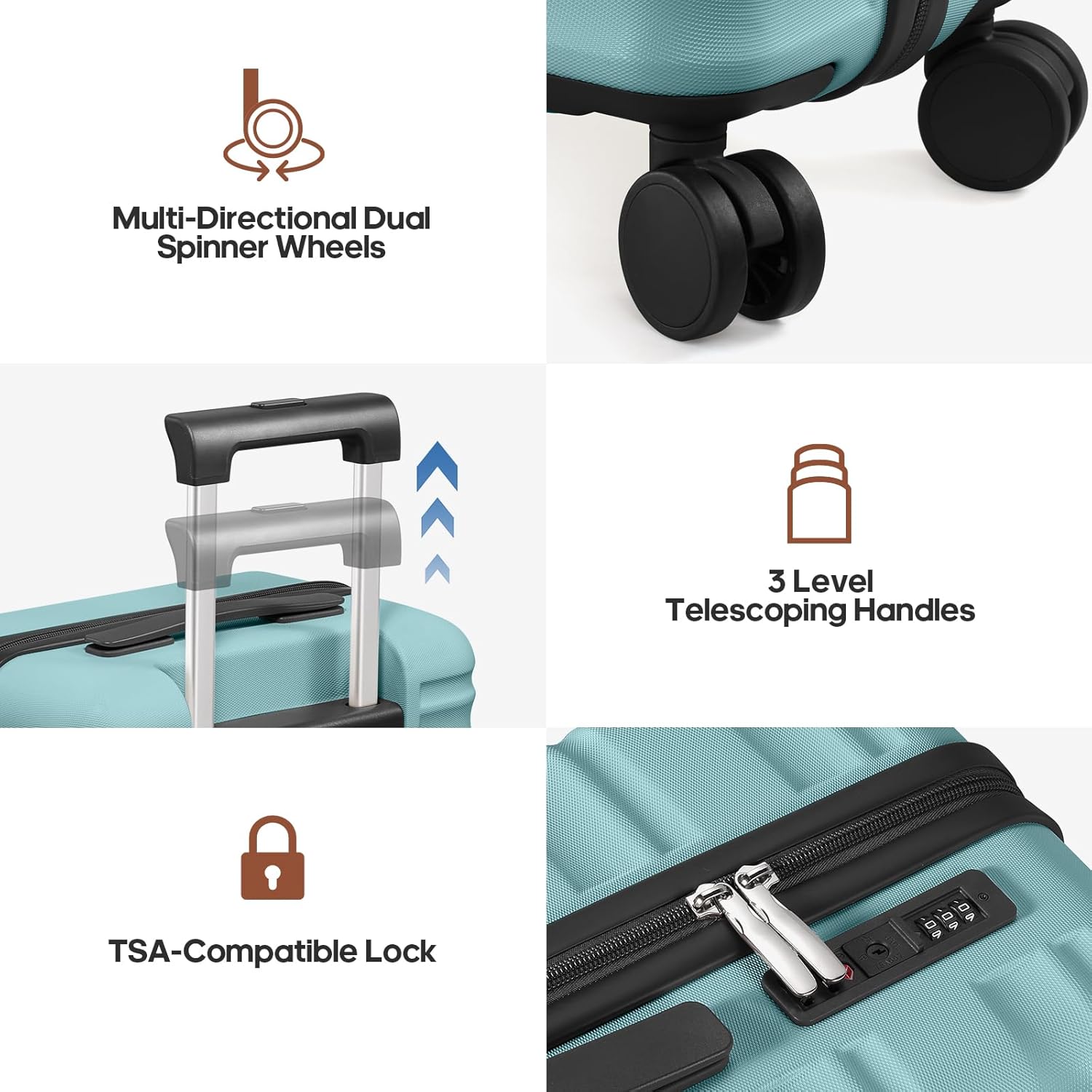 3 Piece Luggage Set 20 Inch Carry On Suitcase with Spinner Wheels PC Hard Shell TSA Lock Expandable Fully Lined Interior Airline Approved.jpg