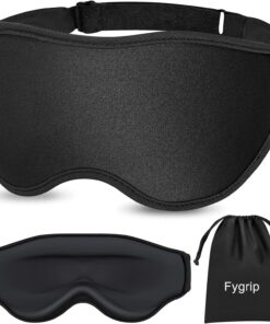 3D Eye Mask Sleep Mask for Men & Women, 100% Pressure-Free & Light Block-Out Eye Mask for Sleep with Easy Adjustable Strap, Night Eye Cover for Travel, Black