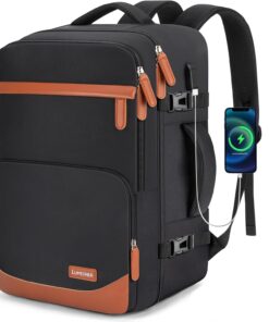 40L Travel Backpack with USB Charging Port, Water-Resistant Carry On Backpack for Men Women, Business Laptop Backpack for Trips & Commutes, Fits 15.6/17.3 Inch Laptop