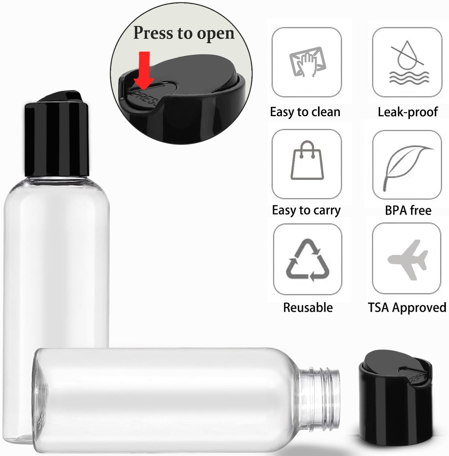 5 Pack 3.4 oz Travel Bottles for Toiletries TSA Approved Leakproof Plastic Empty Travel Size Bottles Containers with Labels.jpg