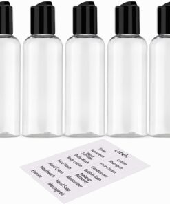 5 Pack 3.4 oz Travel Bottles for Toiletries TSA Approved Leakproof Plastic Empty Travel Size Bottles Containers with Labels