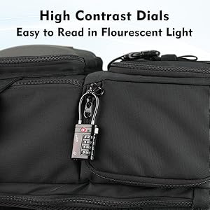 Forge 4-digit TSA-approved cable lock on luggage. 