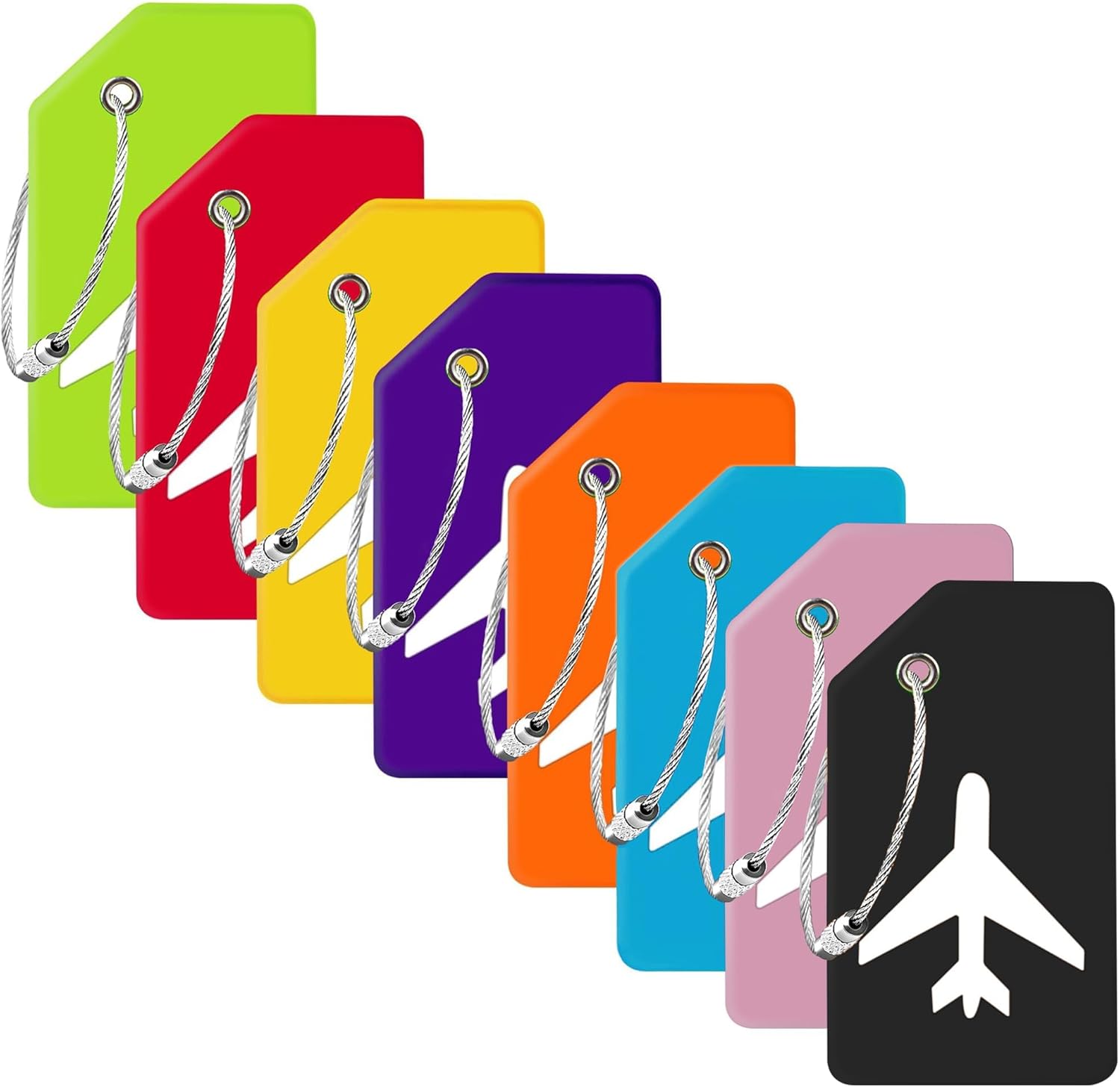 8 Pack Silicone Luggage Tag for Suitcases with Stainless Loop, TSA Approved, Privacy Protection Travel Essentials Bag Tags by Gostwo, Mixed Color