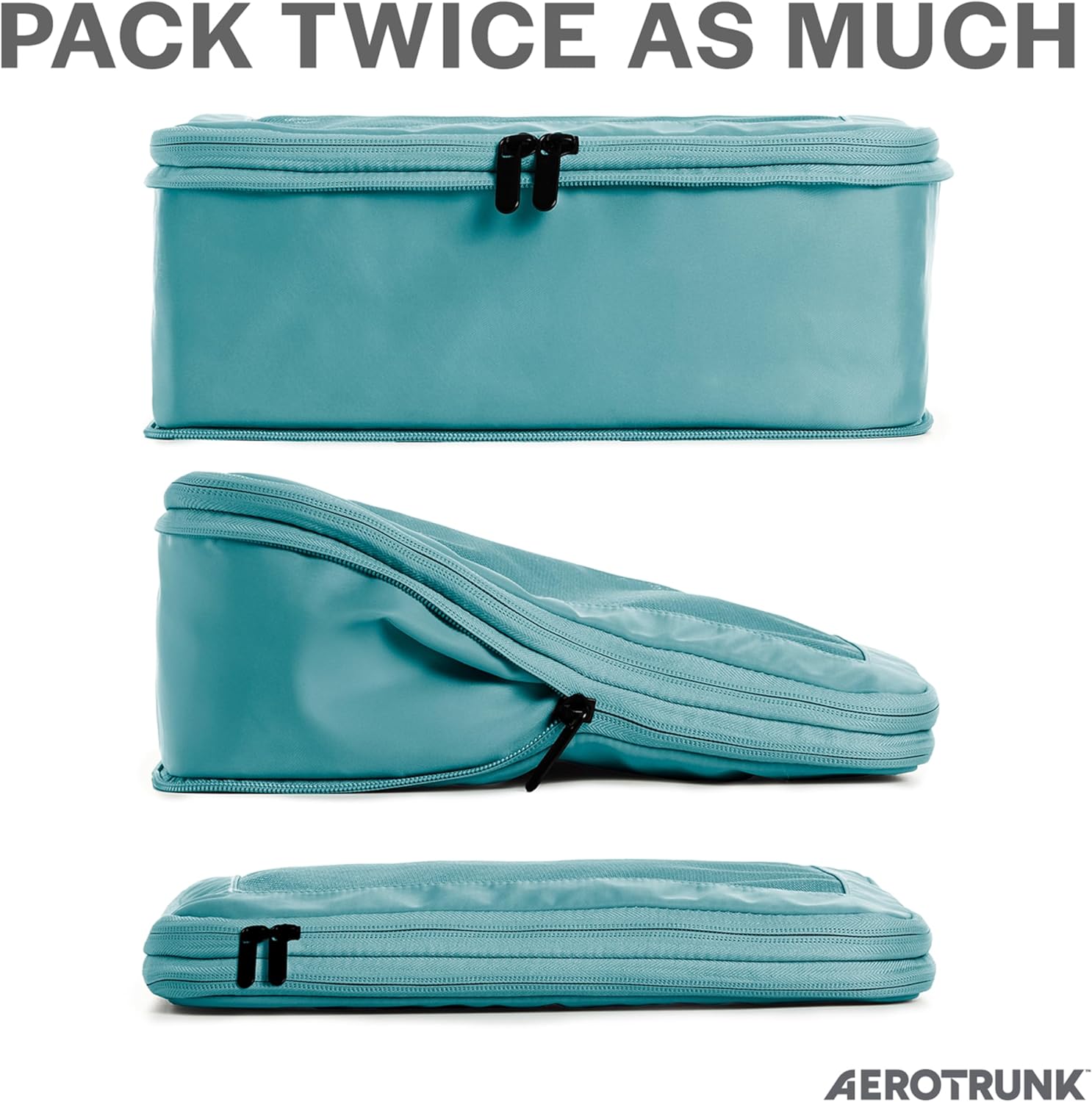 Aerotrunk Compression Packing Cubes for Travel Luggage Organizer Bags Double Zipper Packing Cubes for Suitcases 4 Pack Teal.jpg