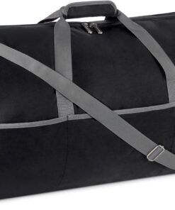 Amazon Essentials 32.4" Extra Large Foldable Nylon Duffel Bag for Travel/Storage with Zippered Pockets, 9254 Cubic Inch (150L), 50-LBS Capacity, Black (Previously Amazon Basics)