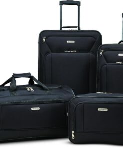 American Tourister Fieldbrook XLT Softside Upright Luggage, Black, 4-Piece Set (BB/DF/21/25)