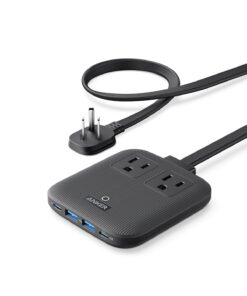 Anker Nano Charging Station(67W Max), 6-in-1 USB-C Power Strip for iPhone 16/15 and MacBook, with Flat Plug and 5ft Thin Undetachable Extension Cord,2 AC,2 USB-A,2 USB-C, for Home&Office