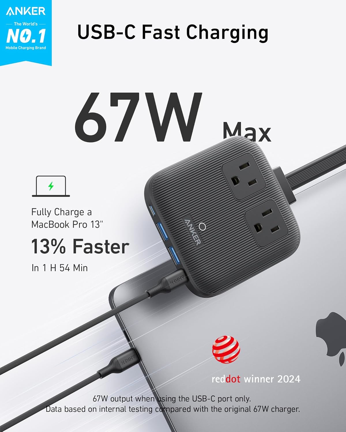 Anker Nano Charging Station67W Max 6 in 1 USB C Power Strip for iPhone 1615 and MacBook with Flat Plug and 5ft Thin Undetachable Extension Cord2 AC2 USB A2 USB C for HomeOffice.jpg