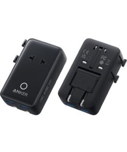 Anker Nano Travel Adapter, 5-Port Power Adapter with 1 AC, 2 USB-A, and 2 USB-C Ports, Smart Temperature Control, Compatible with Over 200 Countries, Ideal for Travel (1-Pack)