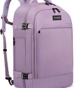 Asenlin 40L Travel Backpack for Women Men,Fit 17.3 Inch Laptop Backpack Flight Approved Luggage Carry On Water Resistant for Weekender Overnight Large Daypack Purple