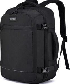 Asenlin Travel Backpack for Women and Men,Fit 15.6 Inch Carry on Backpack Flight Approved Luggage，Weekender Bag Water Resistant Laptop Backpack-Black