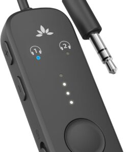 Avantree Relay - Premium Airplane Bluetooth Adapter with Advanced Qualcomm Chipset, 2 Headphones Support, 25hrs Play Time, aptX Adaptive & HD Audio Transmitter for Airpods, Bose & Travel Flight