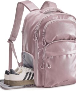 BAGSMART 30L Travel Backpack, 15.6 Inch Carry On Backpack Flight Approved, Personal Item Travel Bag, Water Resistant Weekender Bag Daypack, Rose Purple