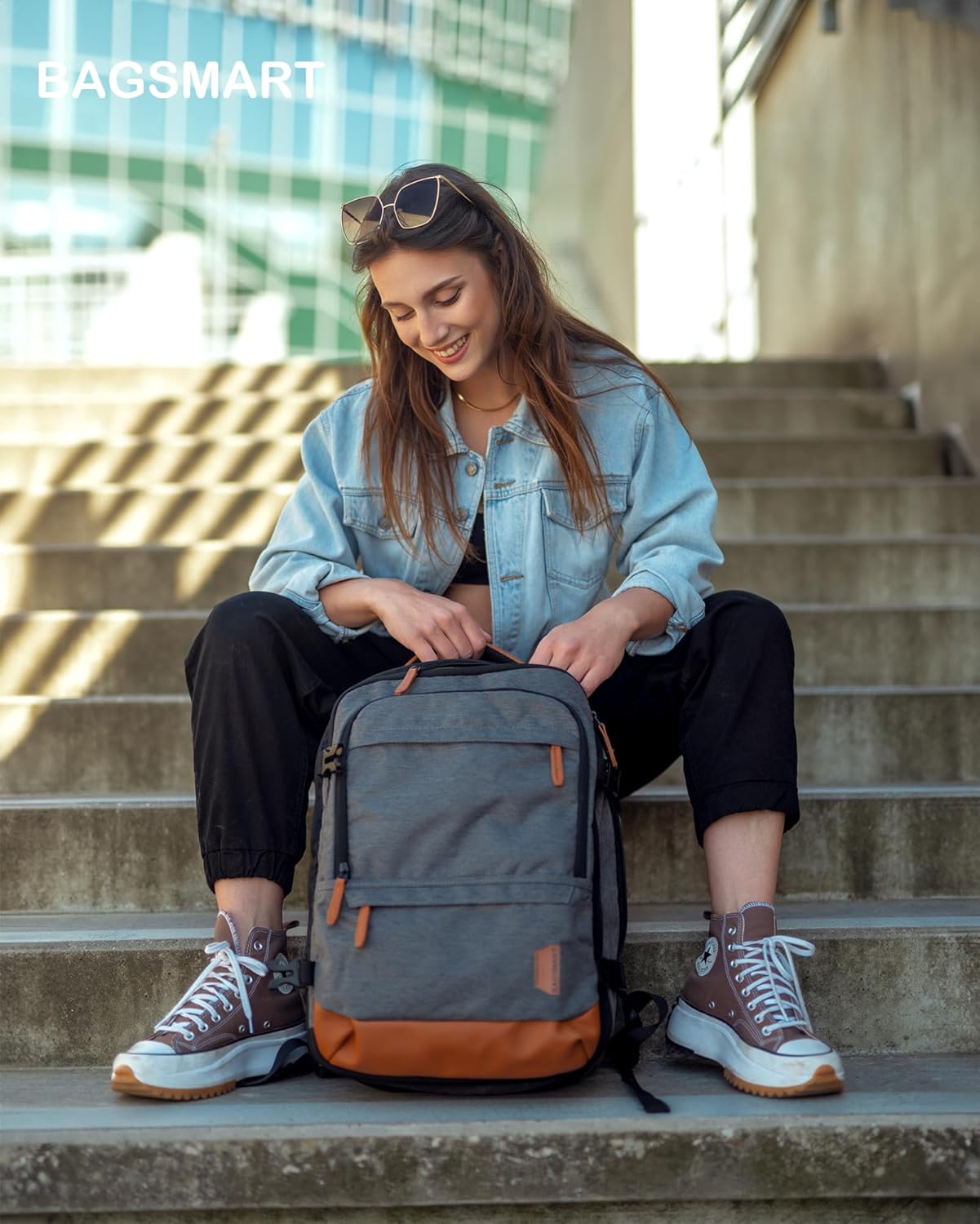 BAGSMART 37L Compression Travel Backpack Expandable Carry On Backpack with Packing Cubes Water Resistant Weekender Backpack Fits 17 Inch laptop Luggage Daypack with Shoe Bag Grey.jpg