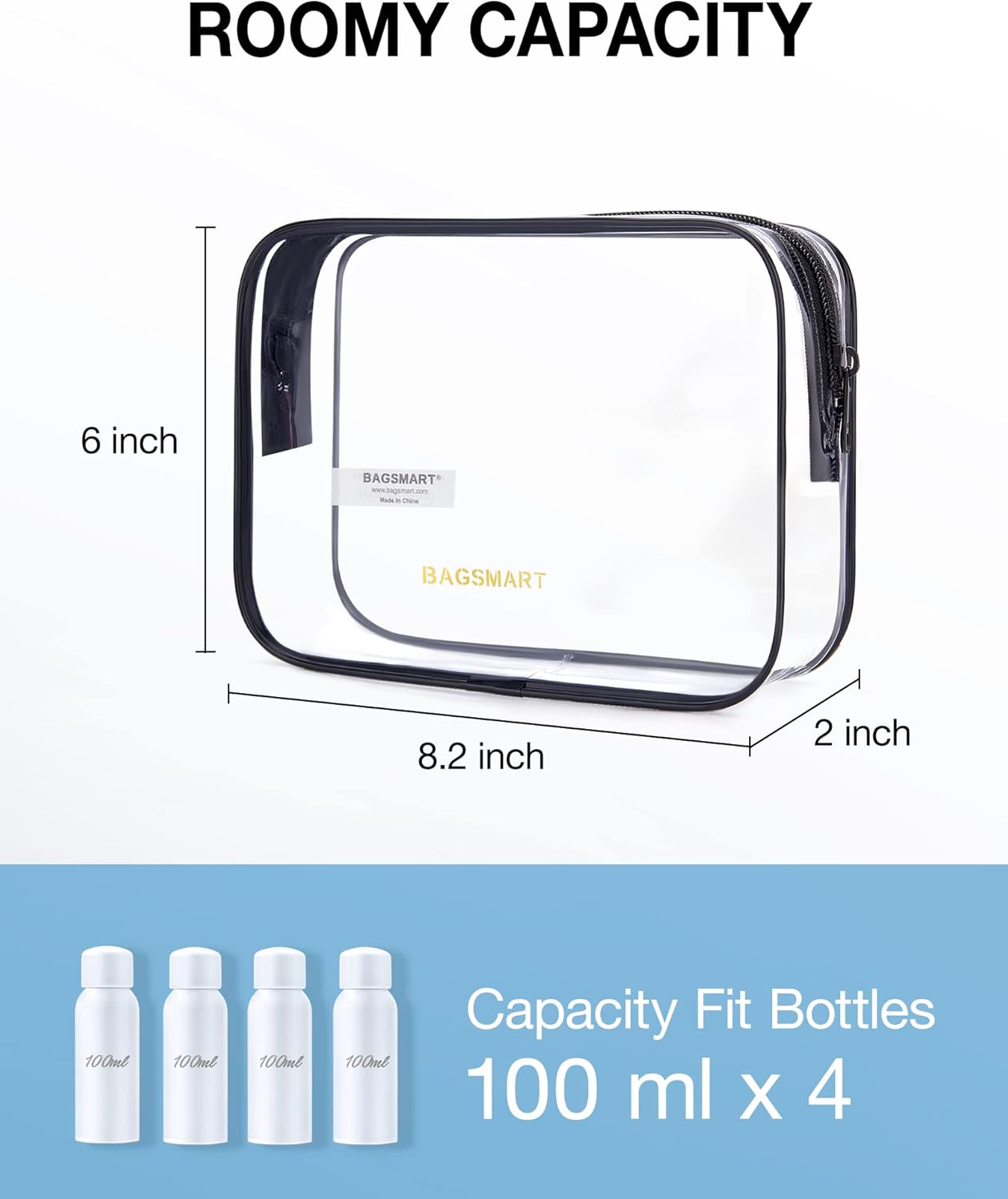 BAGSMART Clear Toiletry Bag 2 Pack TSA Approved Travel Toiletry Bag Carry on Travel Accessories Bag Airport Airline Quart Size Bags Water Repellent Makeup Cosmetic Bag for Women Black 2pcs.jpg