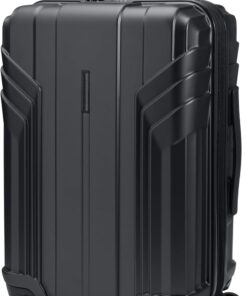 BAGSMART Expandable Carry On Luggage 22x14x9 Airline Approved, 1OO% PC Lightweight Hard Shell Suitcase, 20 Inch Travel Luggage with Spinner Wheels, Waterproof Rolling Suitcase, Black