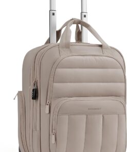 BAGSMART Small Underseat Carry on Luggage with Wheels, 16-inch Small Under Seat Luggage, Lightweight Travel Luggage Travel Suitcase for Women, Personal Item Bag, Brown