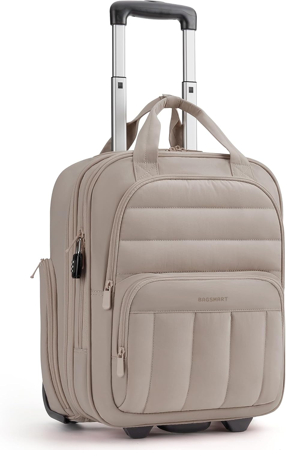 BAGSMART Small Underseat Carry on Luggage with Wheels, 16-inch Small Under Seat Luggage, Lightweight Travel Luggage Travel Suitcase for Women, Personal Item Bag, Brown