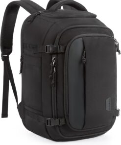 BAGSMART Travel Backpack Carry on Flight Approved, 28L Lightweight Backpack Fits 17.3 Inch Laptop for Men Women, Water Resistant Personal Item Travel Bag with USB Charging Port, Black