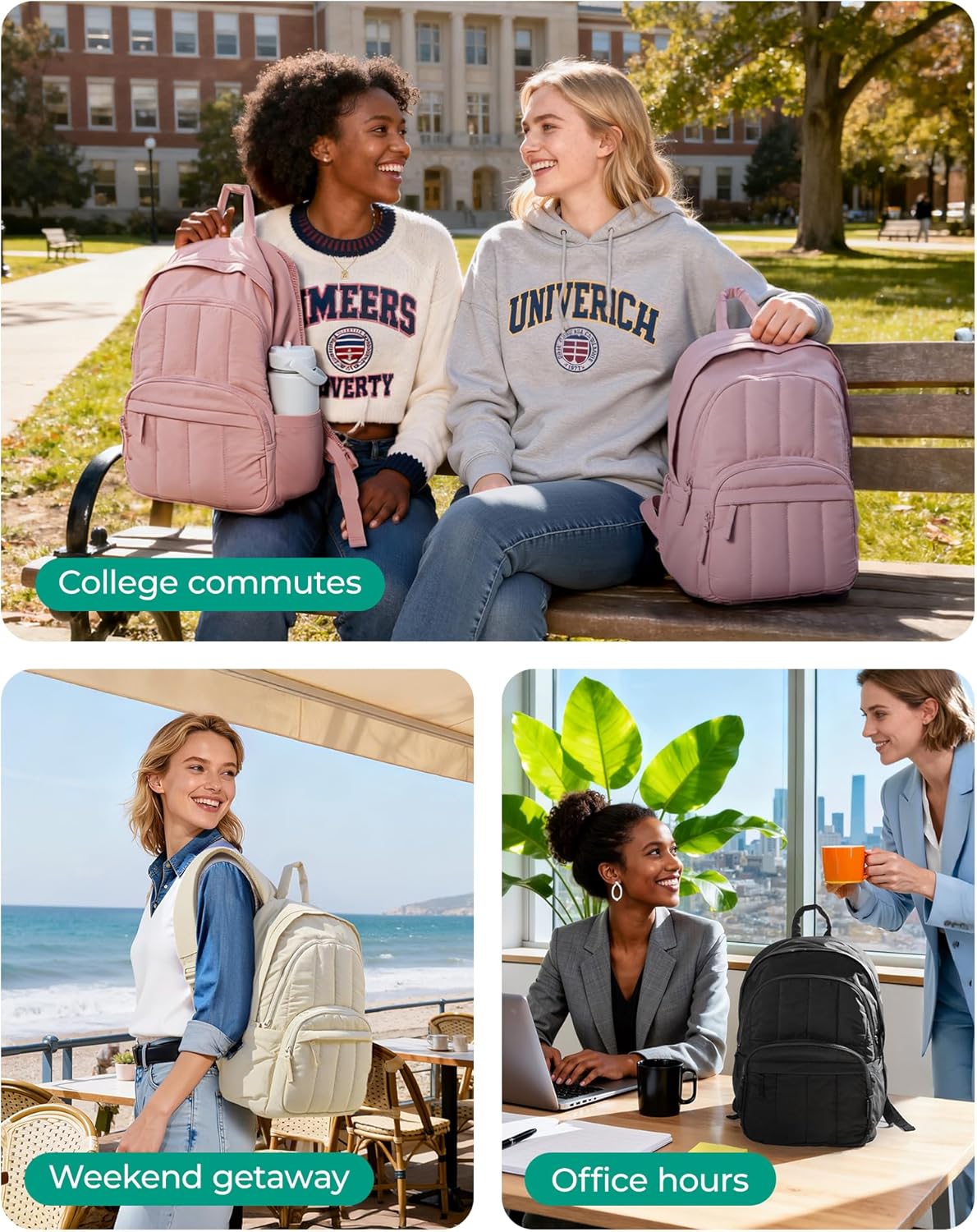 BAGSMAT Womens Backpack Travel Laptop Backpack for Women Quilted College Laptop Bookbag Work Back Pack for Women Cute Computer Water Resistant Casual Daypack Puffer Black.jpg