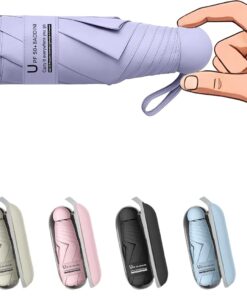 BAODINI Travel Essentials Mini Umbrella for Purse With Case Small Compact UV Sun Protection Lightweight Tiny Pocket Manual Open Close Umbrella for Women Kids and Men Fits Purse Backpack