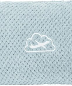 BEDELITE Travel Blanket with Bag, Ultra-Soft Jacquard Fleece Blanket with Luggage Sleeve & Backpack Clip, Airplane Blanket Travel Essentials, Blue