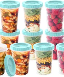 Bentgo Prep - 20 Piece 32 fl oz Leak-Proof Deli Containers with Lids, Food Storage for Meal Prep, Twist-Top, Reusable, PFAS & BPA-Free, Stackable, Microwave, Freezer & Dishwasher Safe (Aqua Splash)