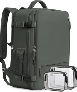 Beraliy Travel Backpack for Men Women, Carry On Backpack, 16 Inch Laptop Backpack, Waterproof Hiking Backpack, Casual Outdoor Daypack College Bag, Olive-green