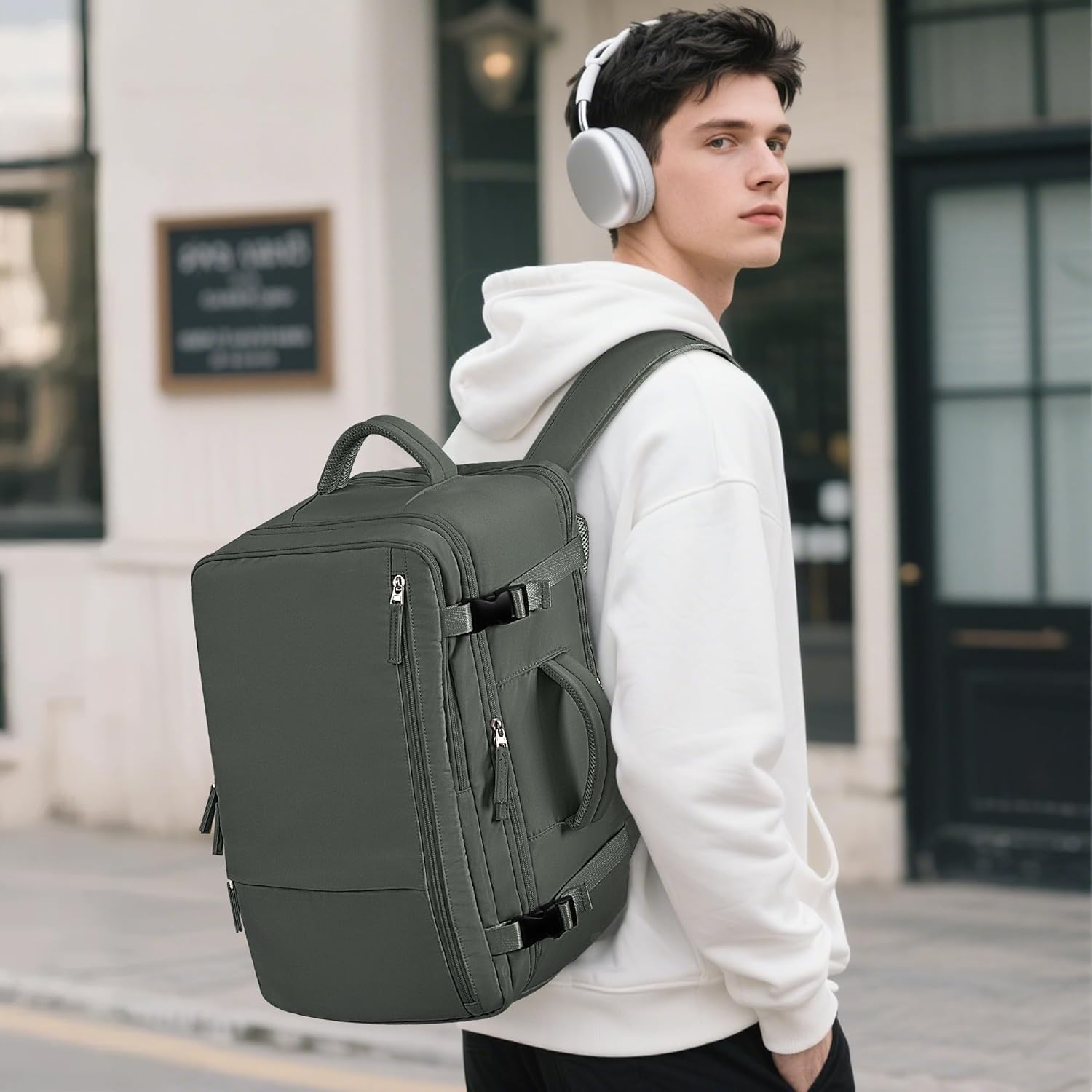 Beraliy Travel Backpack for Men Women Carry On Backpack 16 Inch Laptop Backpack Waterproof Hiking Backpack Casual Outdoor Daypack College Bag Olive green.jpg